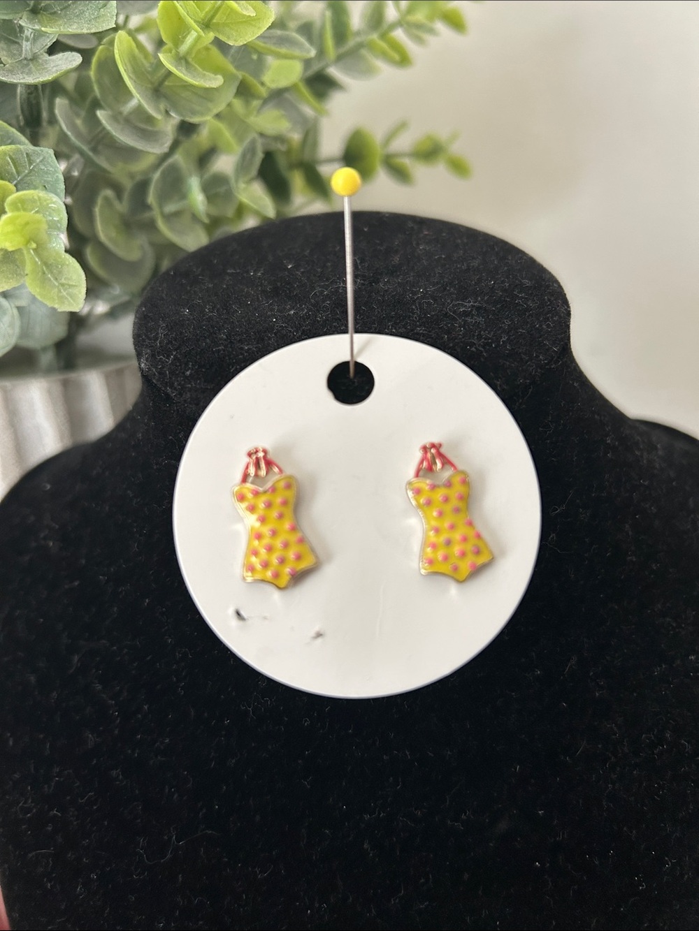 Polka Dot Swimsuit Stud Earrings - NWT